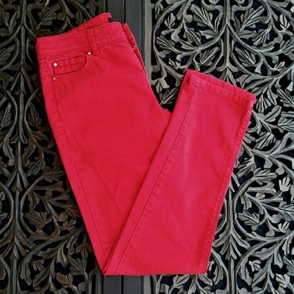 White House Black Market Denim - White House | Black Market Red Slim Ankle Jeans